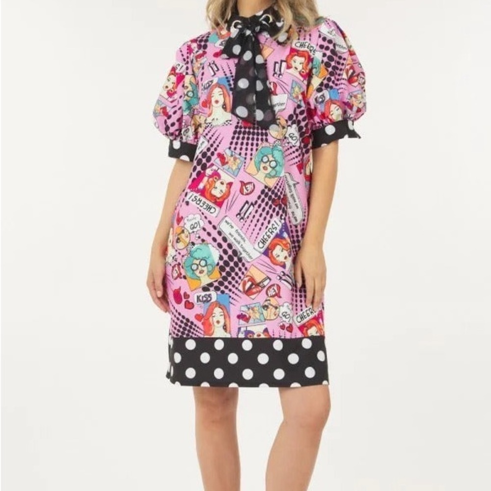 Print Midi Dress With Polka Dot Finish